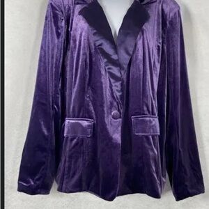 Ashley Stewart Deep Purple Velvet Blazer